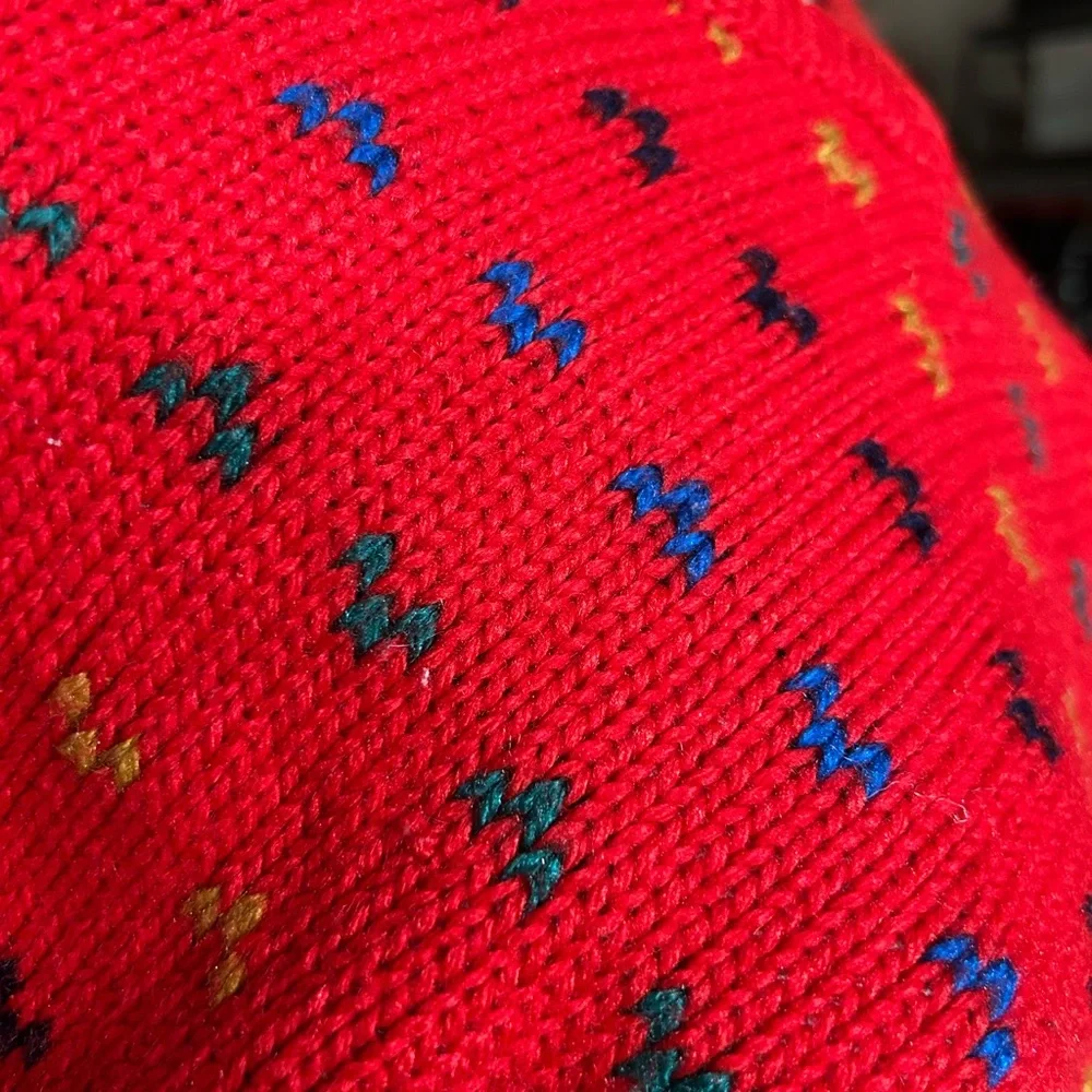 VINTAGE 80s Red Knit Dolman Sweater - Picture 5 of 5